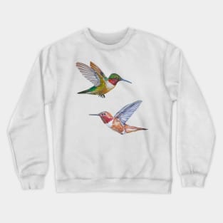 Hummingbirds set (Rufous & Ruby Throated) Crewneck Sweatshirt